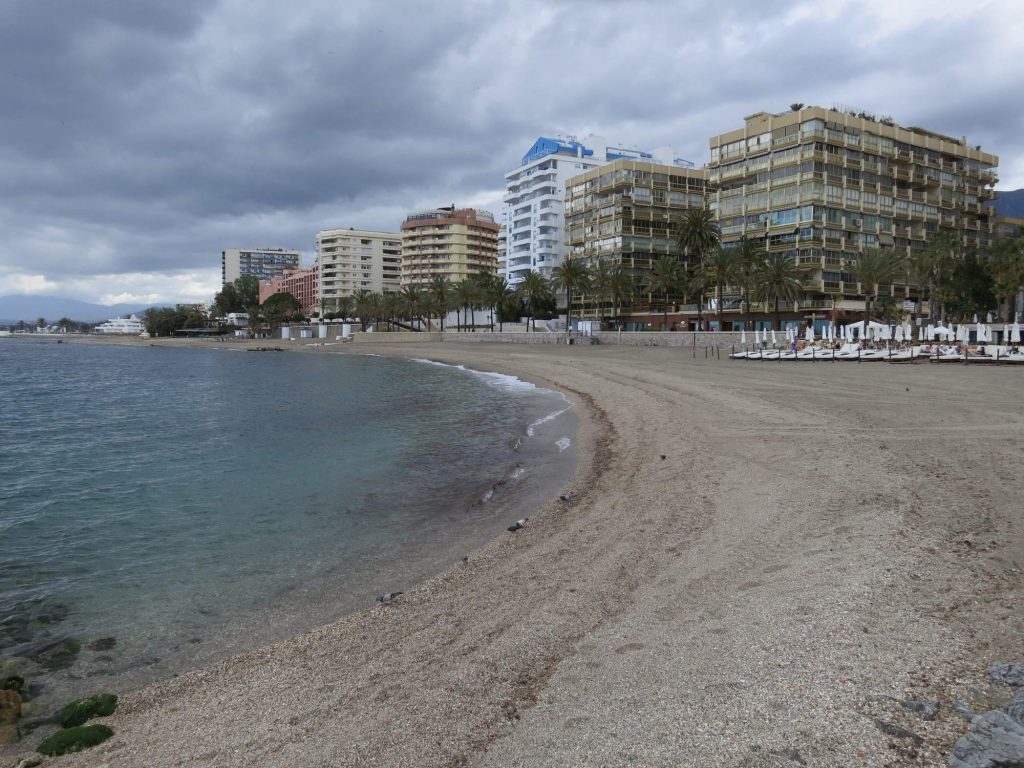 The beach and promenade at Marbella on the Costa del Sol